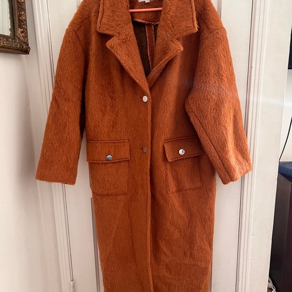 Vintage Guess coat. Snuffleupagus jacket:) Thick, heavy, fuzzy. Rust colored. - Picture 2 of 3